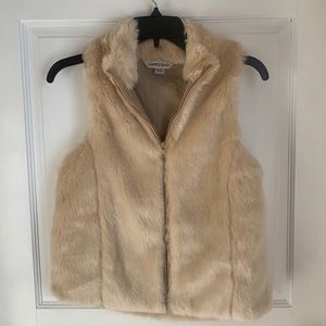 EUC Lands End faux fur vest